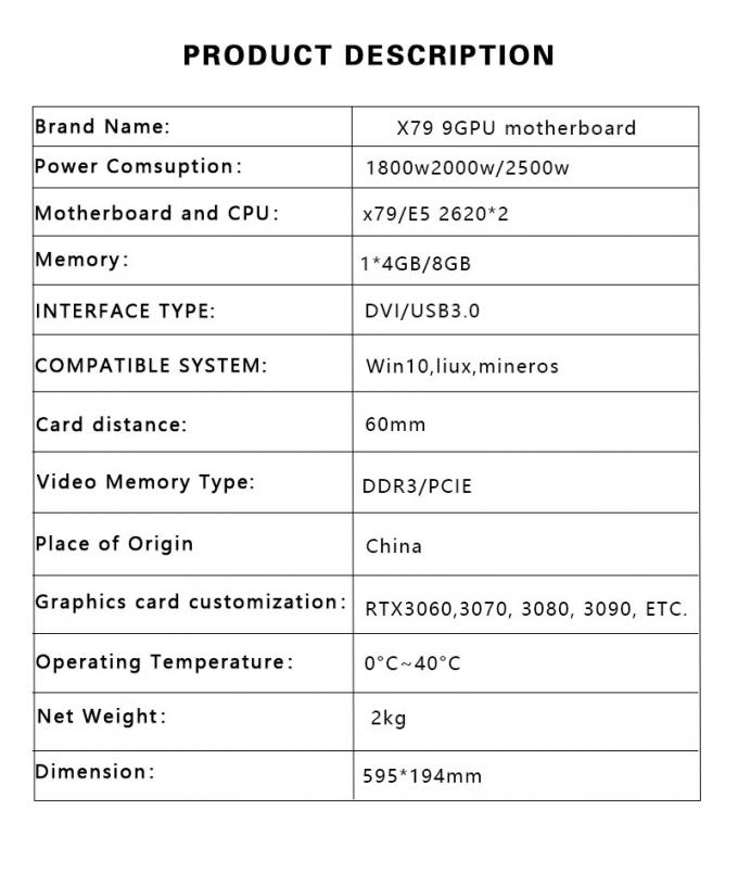 Motherboards RTX3060 Graphics Cards Intel DDR3