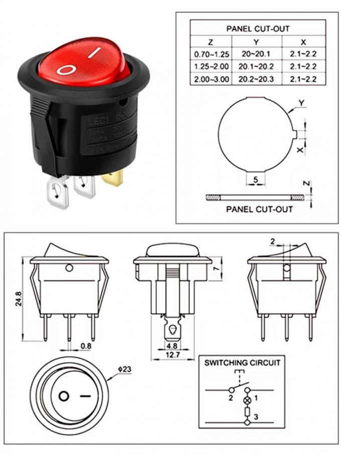 Rocker Switch On Off 2 Pin Latching Toggle Switch With 10cm Cable