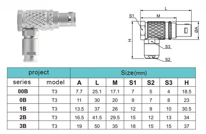 Industrial Control Connector B Series T3 5Pin 90°Right Angle Circular Connector 1