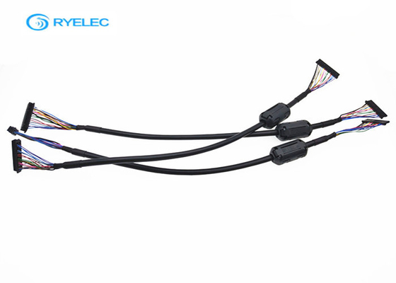 20 Pin Custom Black LVDS Cable Assembly With TDK 40ohm Ferrite DF13 - DF14 Connector supplier