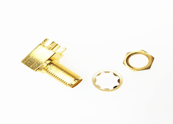 50 ohm rf  gold plated SMA female right angle board mount pcb antenna connector supplier