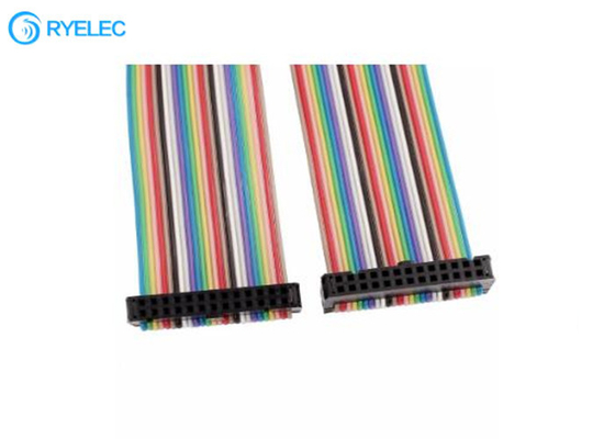 1.27mm 28 Awg 26 Pin Flat Rainbow Ribbon Cable With 2.54mm Idc Connector supplier