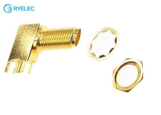50 ohm rf  gold plated SMA female right angle board mount pcb antenna connector supplier