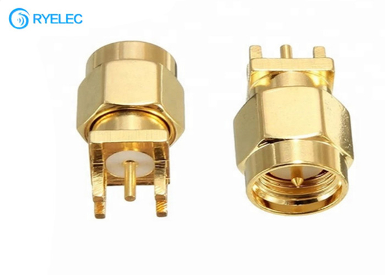 PCB Edge Mount RF Antenna Connector With Plated Nickel Straight SMA Male Plug supplier