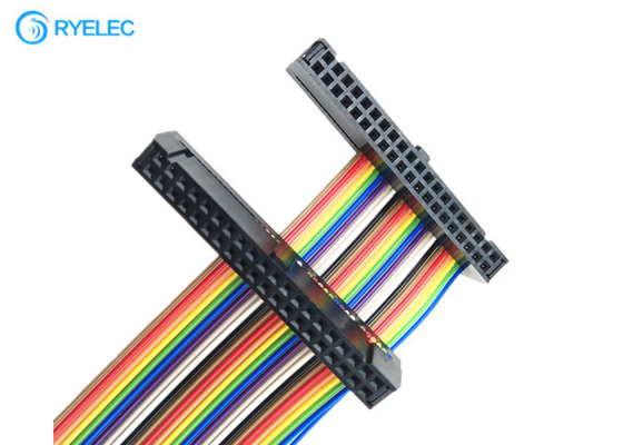 Double Row Fc-40 2.54mm 40 Pin Female Idc With 2651 28awg 1.27mm Flat Rainbow Cable supplier