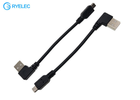 Custom USB A Male Left Angle 90 Degree To Straight Mini B Cable Assembly supplier