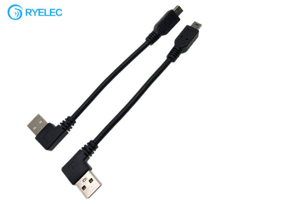 Custom USB A Male Left Angle 90 Degree To Straight Mini B Cable Assembly supplier