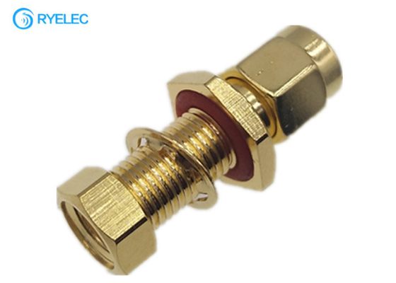 Male To Female Bulkhead Waterproof Sma To Rp Sma Adapter Straight Gold Plated supplier