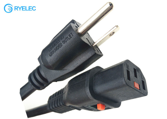 USA Standard 3- Prong Plug Nema 5-15P To IEC 320 C13 With Lock AC Power Cord 16AWG Cable supplier