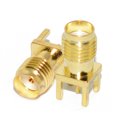 Gold Plated Sma Female Jack Bulkhead Rf Coax Connector For Dip Pcb Mount supplier