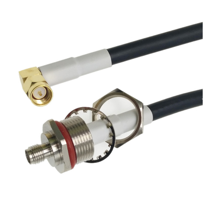 IP67 Waterproof RF Cable Assemblies With M16*1.0 Rear Bulkhead SMA Male Pigtail Cable supplier
