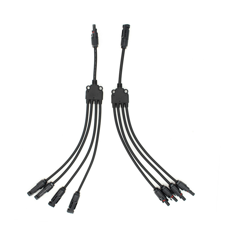6mm Black Solar Panel PV Cable 20A Branch Connector Photovoltaic All In 1