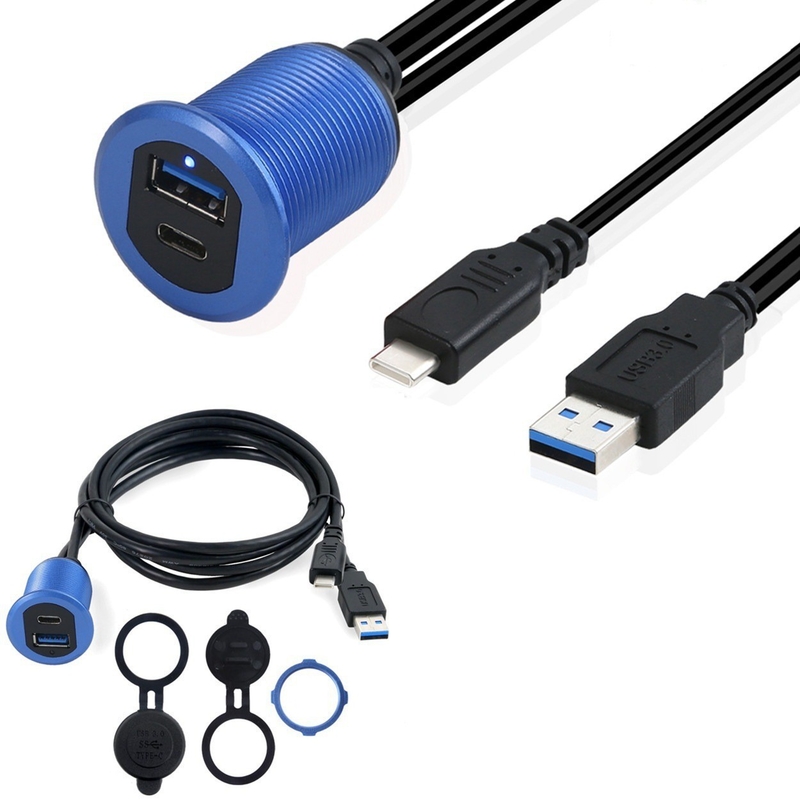 USB 3.0 Flush Mount Extension Cable 2M Car Dashboard Panel USB Type