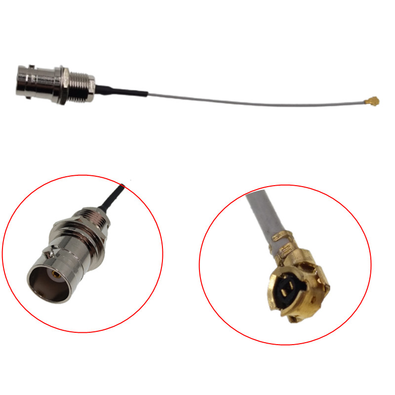 Female BNC Rear Mounted Pigtail Cable Jack Connector To Ufl With 1.13 113mm