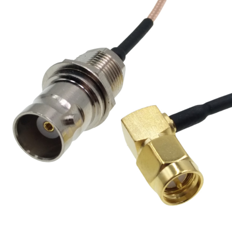 SMB Male To SMB Female Rf Interface Cable Assembly Right Angle Connector For Rg316 6Ghz