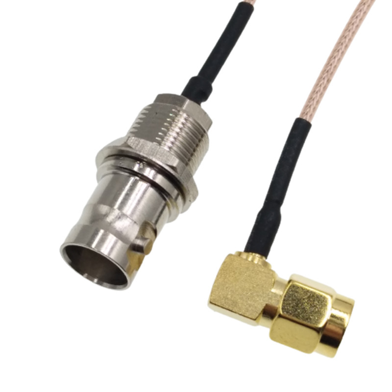 SMB Male To SMB Female Rf Interface Cable Assembly Right Angle Connector For Rg316 6Ghz