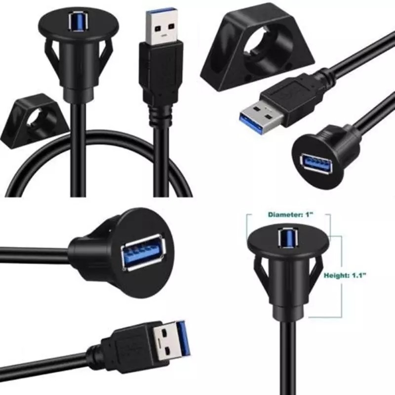 Car Dash Flush Panel Mount Usb 3.0 A Male To A Female Extension Cable