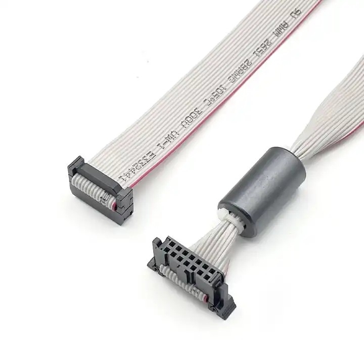 Gray Flat Ribbon Flexible Cable Assembly IDC Connector 2.54 Pitch 2*7 14 Pin