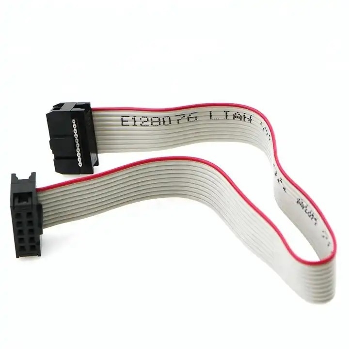 28awg Ribbon Flat Cable Assembly 10 Pin 2.54mm Pitch IDC Connectors UL2651