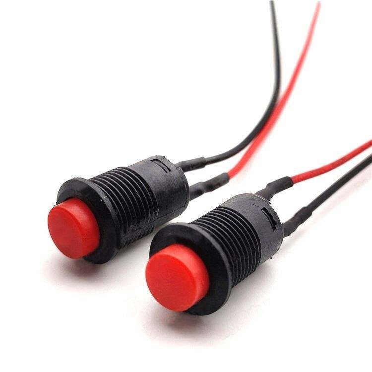 Wintai-Tech Push Button Horn Switch 12v Push Button Starter Switch 12mm Momentary Push Button Switch With Cable Assembly