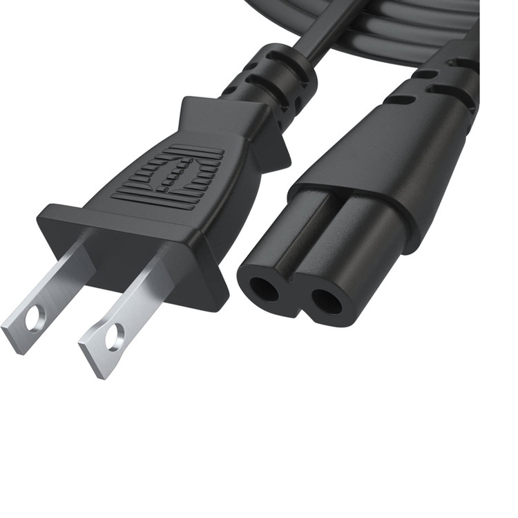 RY 12ft Electric Power Cord 2 Prong Ac Wall Plug 2 Slot Led Lcd