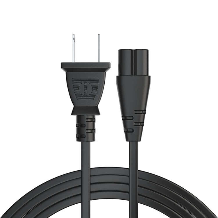 RY 12ft Electric Power Cord 2 Prong Ac Wall Plug 2 Slot Led Lcd