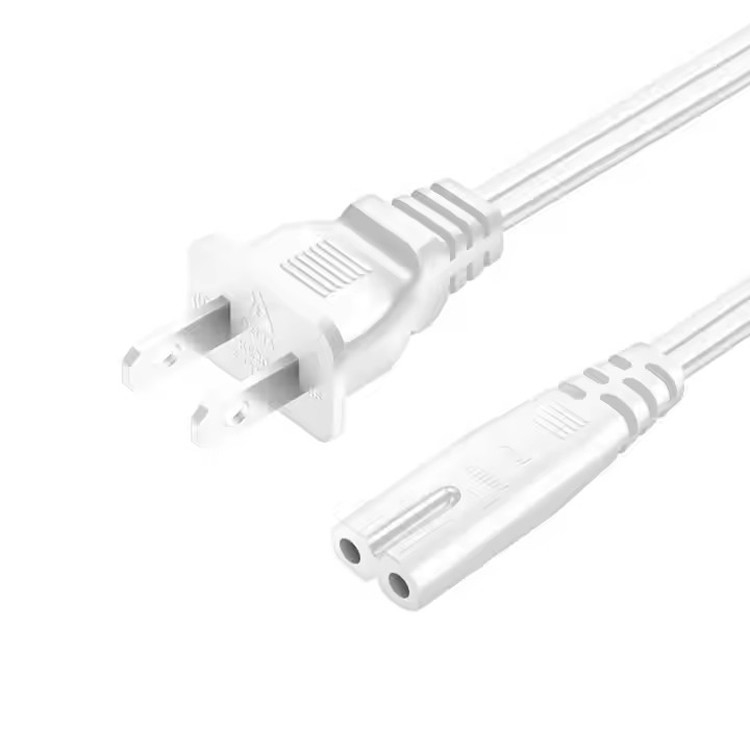 Good Quality Pure Copper 120V 18 Awg 2pin C7 Extension Line Spt-2 White AC Power Cord 5FT 2 Prong For Home Appliance Lap