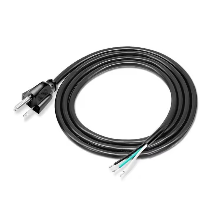 High Quality American Power Cord 3 Pin Black Pvc 3 Prong Pure Copper Spot 18awg 1.5meter 5ft Peeled And Tinned For Home