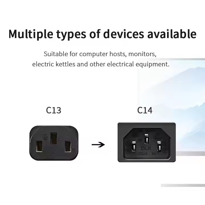 Black 3G Extension Line Cable AC Power Cord In Stock Copper IEC Europe EU Pure VDE CEE Pvc 0.75mm 1.5M Carton Box