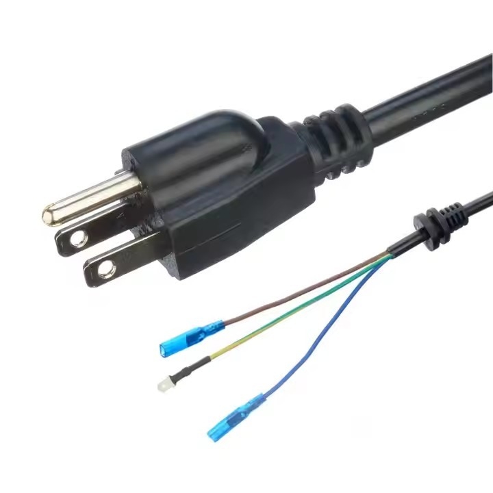 ETL Certified 3-Copper Core SJTW 10/12/14 Awg 3 Prong PVC Insulated Wire Nema 5-15p To Bare End AC Power Cords