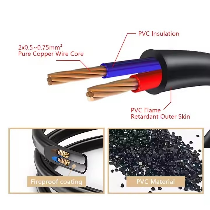 2.5A 250V CCC VDE ETL Approved IEC Extension Power Cord C7 Right Angle Connector C7