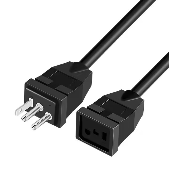 ETL UL817/CSA C22.2 SJT 3X14 To 10AWG 3 Pin US Black Power Cord Extension Industrial US Extension Cords For Lighting