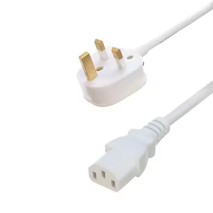 UK BS Approval C13 C14 Power Cord 3 Pin Bs Plug C13 Connector Ce7/7 With 1.5m 2m H05vv-F Computer Power Cable