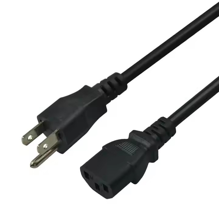 American 3 Pin Prong Plug Extension Cable USA 3Pin 15A AC Cords Electric Lead IEC C13 Connector US Power Cord