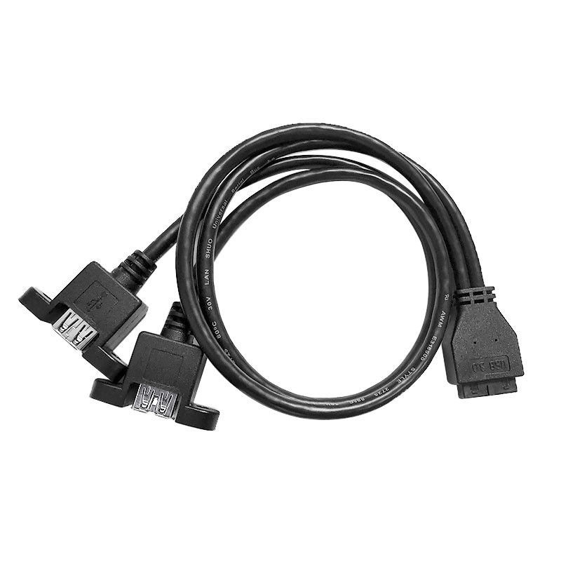 Industry Wiring Harness USB 3.0 Panel Mount A X2 To 20 Pin Header Motherboard Custom