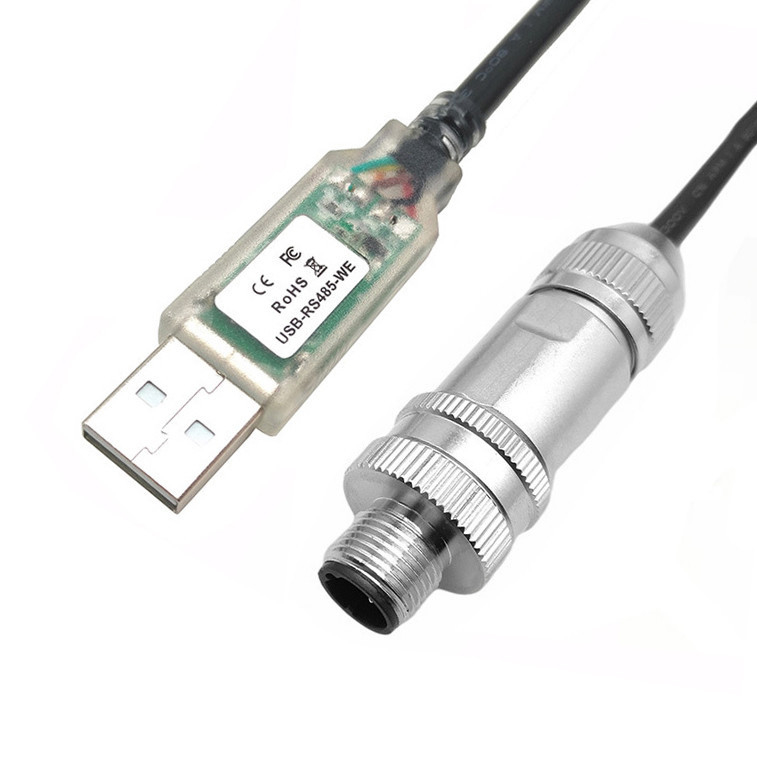 Industrial Robot Dedicated Connector USB To RS485 Serial Cable To M12 Male And Female Waterproof Head Metal Connector