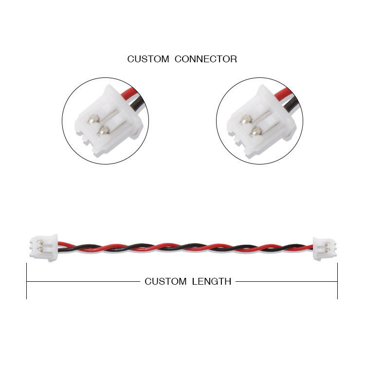 RY Brand JST Wire Harness XHP-2 Connector Cable 22AWG UL1007 Black Red 2P Glue Cable