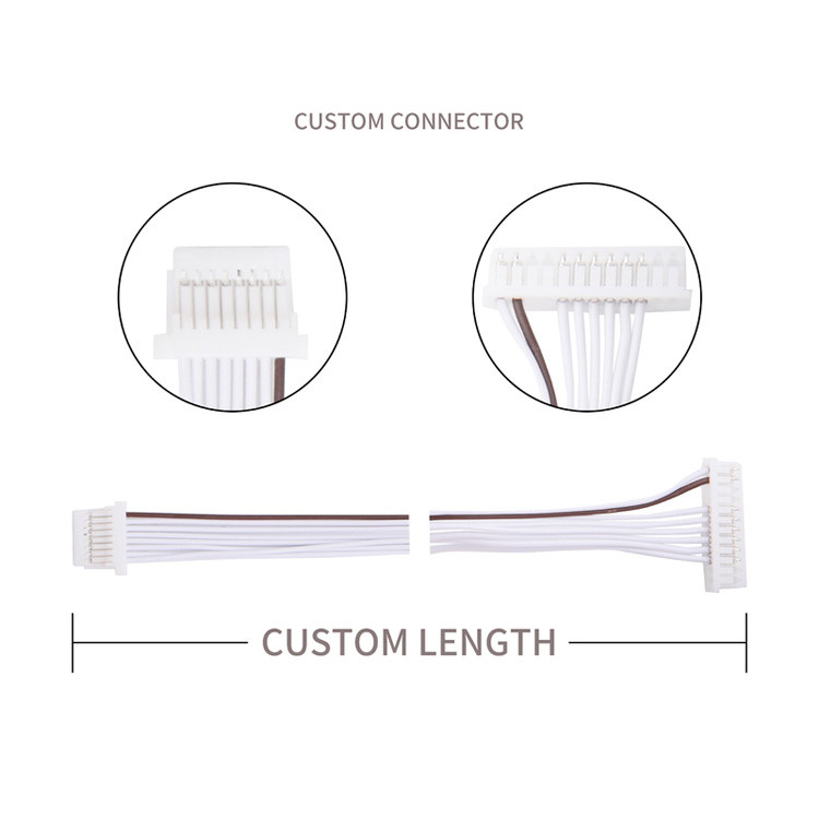 Factory 0.80mm 8 Pin PVC LVDS Cable Assembly Harness JST SHR-08V-S-B