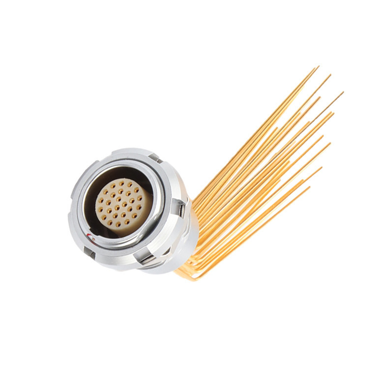 Z2 26 Pin Waterproof Circular Connectors Double Nut 90° Angle Pin Core Internal And External Nut Fixed Socket