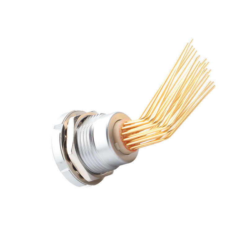 Z2 26 Pin Waterproof Circular Connectors Double Nut 90° Angle Pin Core Internal And External Nut Fixed Socket