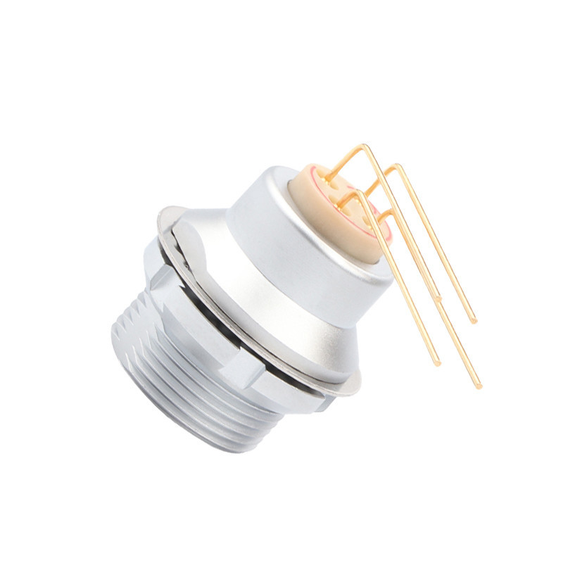 Industrial 4 pin circular connector Z3 External Fixed Socket Printed Circuit Board 90° Elbow Pin Core