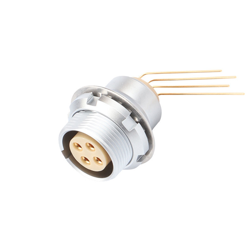 Industrial 4 pin circular connector Z3 External Fixed Socket Printed Circuit Board 90° Elbow Pin Core