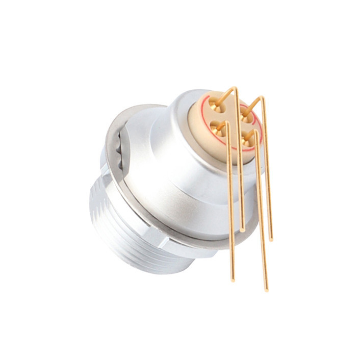 Industrial 4 pin circular connector Z3 External Fixed Socket Printed Circuit Board 90° Elbow Pin Core
