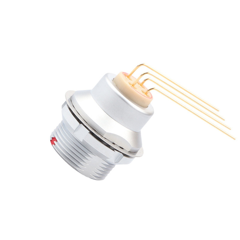 Industrial 4 pin circular connector Z3 External Fixed Socket Printed Circuit Board 90° Elbow Pin Core