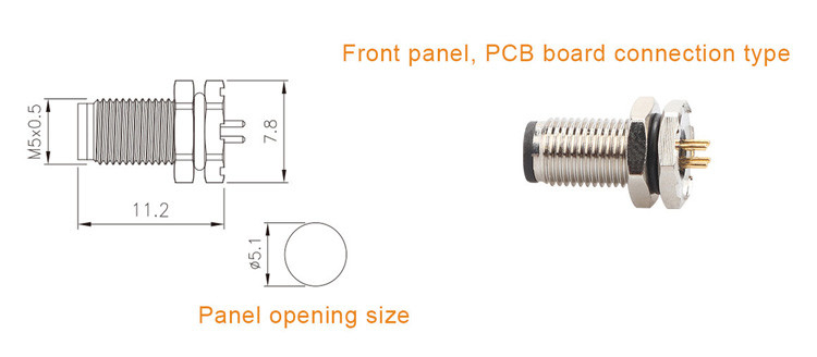 Factory Circular Connector M5 Code-A Waterproof Series Panel Flange PCB Male Socket Support 3-Core And 4-Core