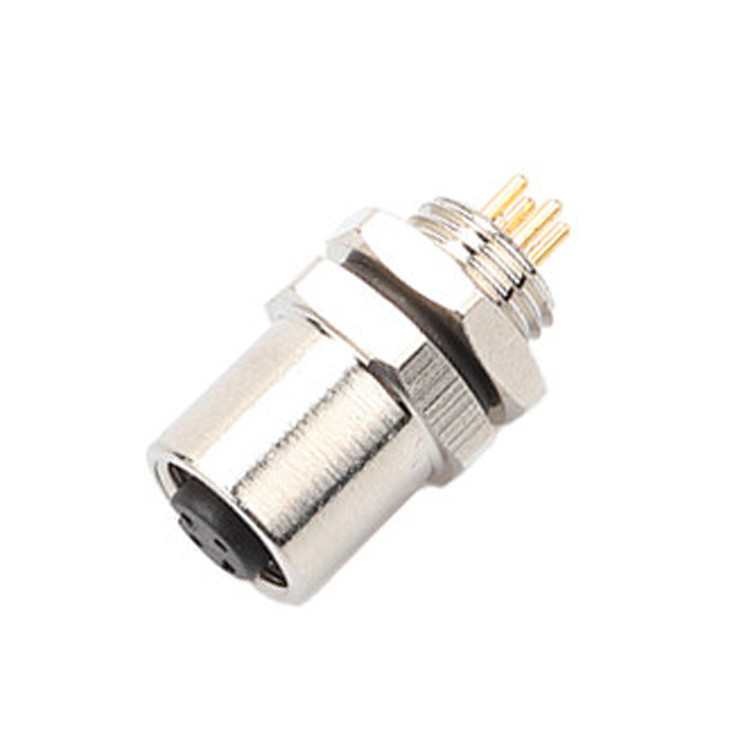 Factory M5 Code-A 4Pin Panel Flange PCB Female Socket Circular Connector IP67