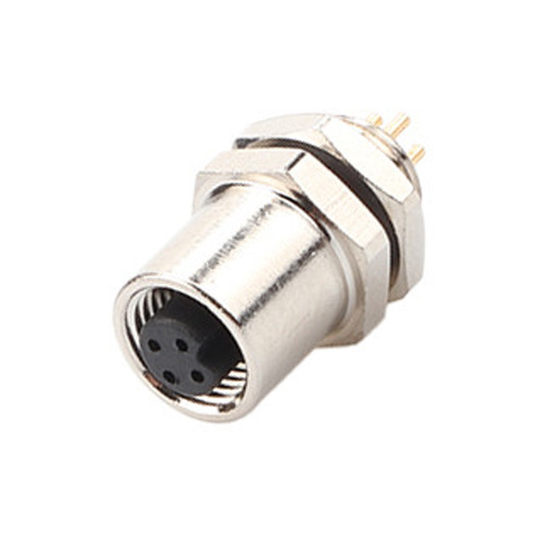 Factory M5 Code-A 4Pin Panel Flange PCB Female Socket Circular Connector IP67