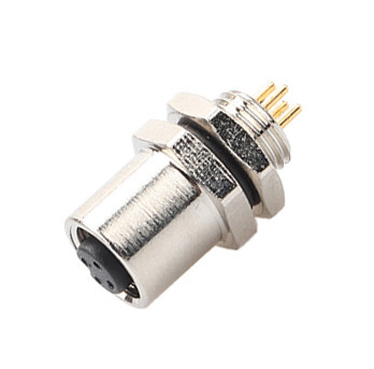Factory M5 Code-A 4Pin Panel Flange PCB Female Socket Circular Connector IP67