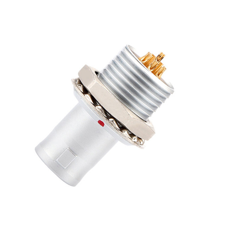 Industrial solution for push-pull self-locking 8Pin T2 circular connector panel fixed plug without locking device