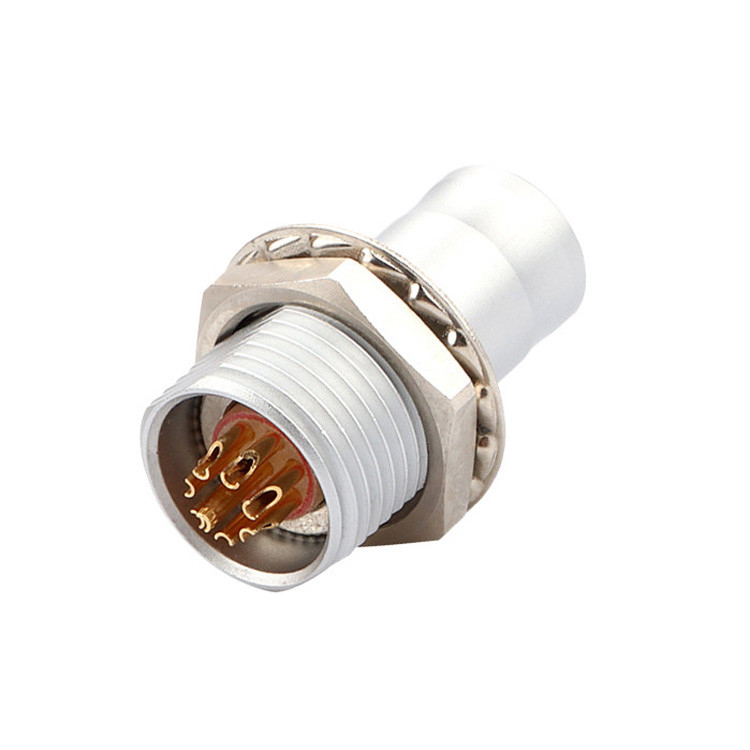 Industrial solution for push-pull self-locking 8Pin T2 circular connector panel fixed plug without locking device